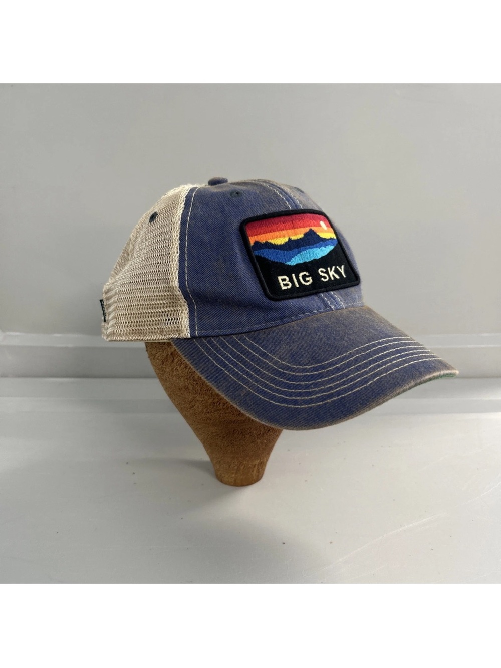Big Sky Montana Trucker Hat SnapBack Adjustable Blue And White Retro Style OSFM - Picture 3 of 7